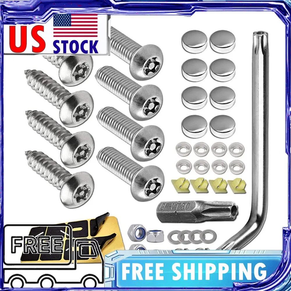 Screws Accessories Anti-Theft Auto Security License Plate Stainless Steel Screws