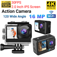4K UHD Action Camera 1080P 30FPS 2.0 Inch IPS Screen Bicycle Video Recording Camera Anti-Shake Underwater Camera 120 Wide Angle