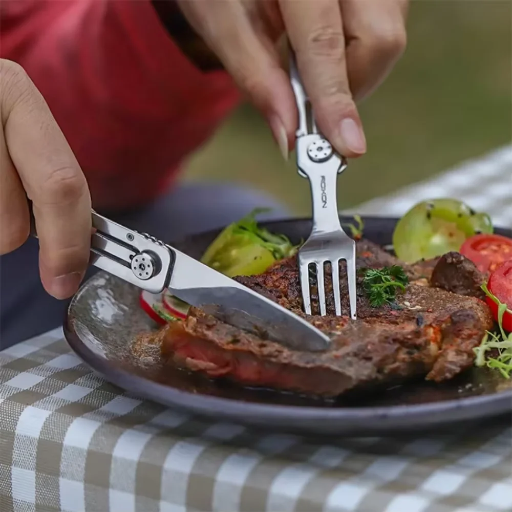 3-in-1 Tableware Set Stainless Steel Knife and Fork Spoon Outdoor Camping Field Portable Exquisite Multifunctional Equipment
