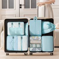 8Pcs Travel Organizer Bags Suitcase Packing Cubes Portable Fold Wardrobe Luggage Clothes Makeup Digital Shoe Storage Bags