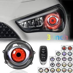 New 3-inch Devil's Eye LED Cool Dynamic LED Car Headlight control Eyes Retrofit Kits with remote control Assembly Cars Accessory