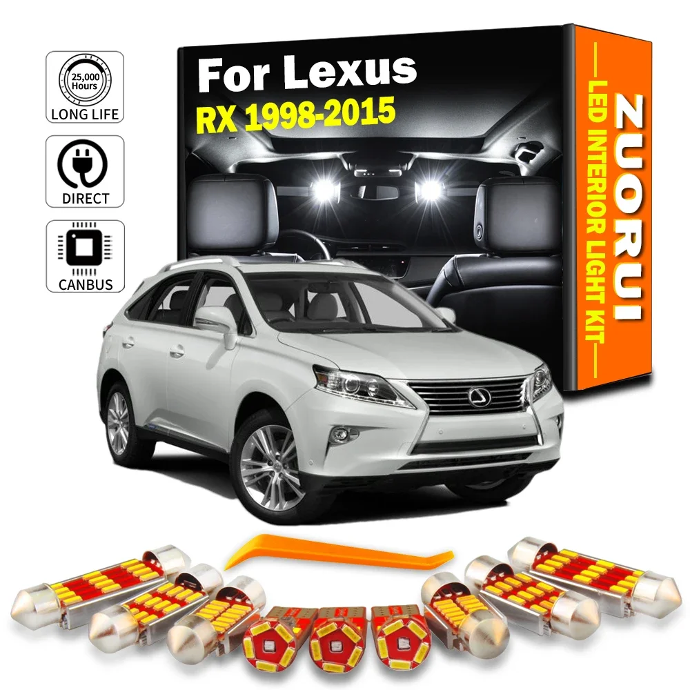 

ZUORUI Canbus LED Interior Car Light Kit For Lexus RX RX300 RX330 RX350 RX400h RX450h 1998- 2012 2013 2014 2015 Sunvisor Bulb