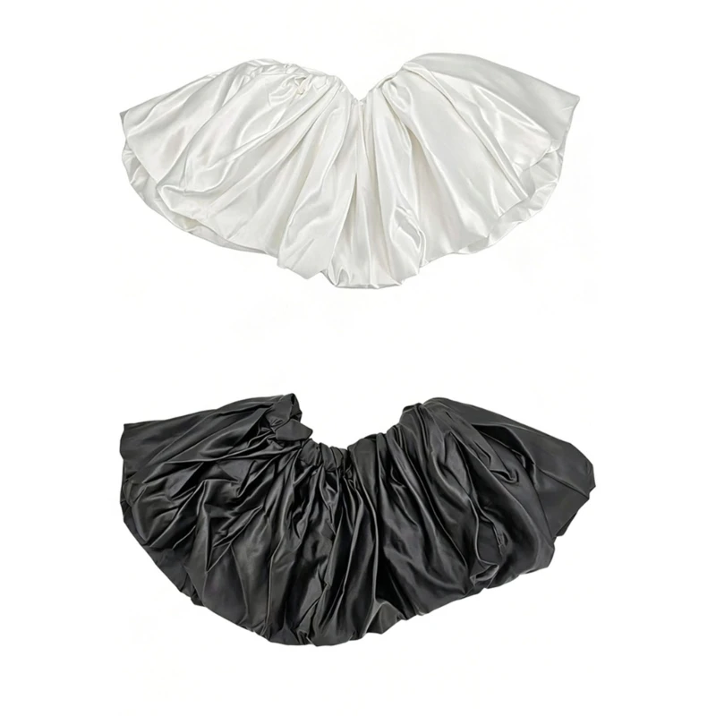High-Density Fabric Formalwear Shawl with Soft Luster, Closure-Free Draping, and a Dimensional Ruffled Profile D0UB