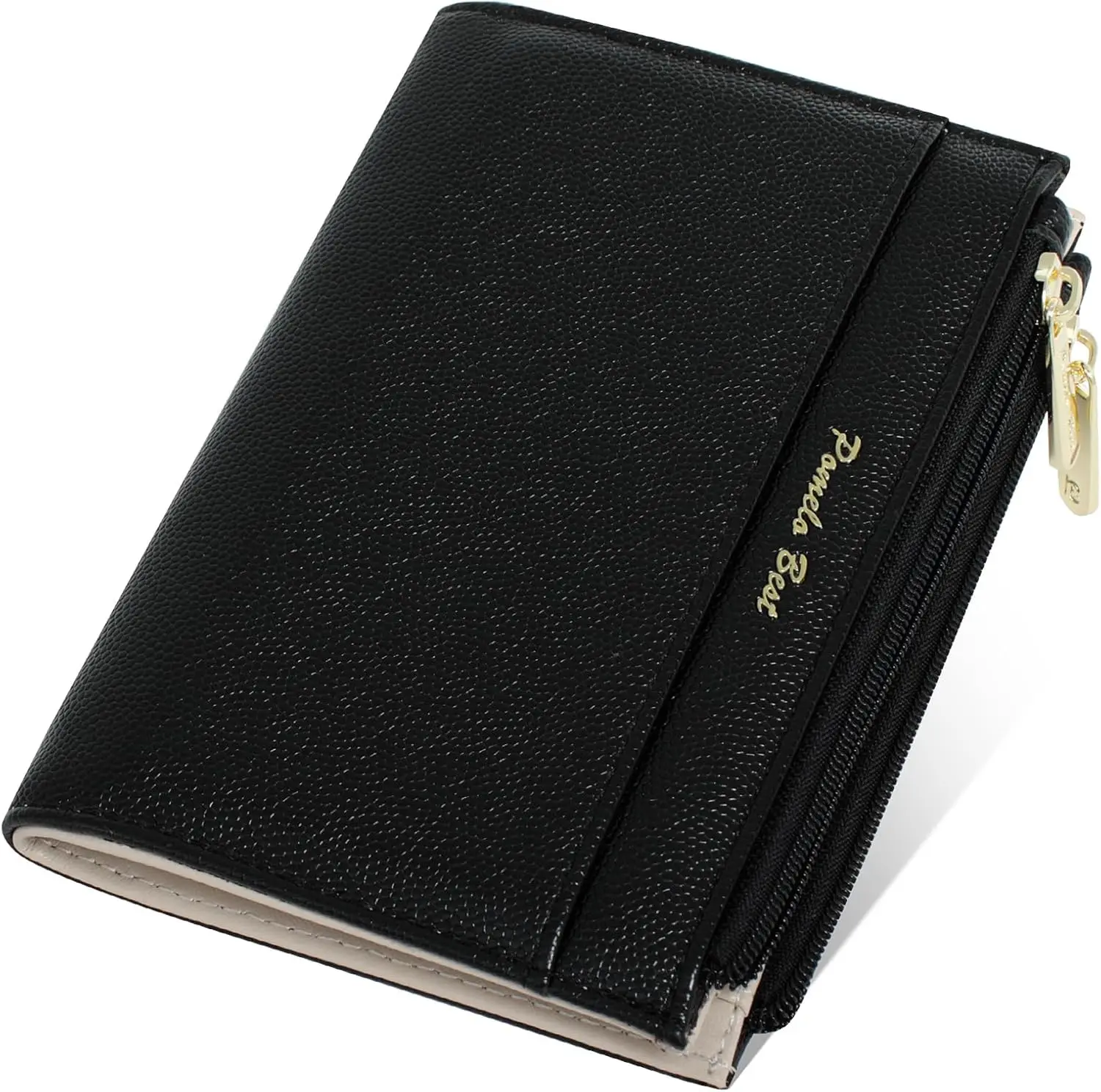 Pomelo Best Small PU Leather Wallet for Women, Two-Fold Wallet with RFID Protection, 6 Card Slots, 2 Zip Pockets, S,