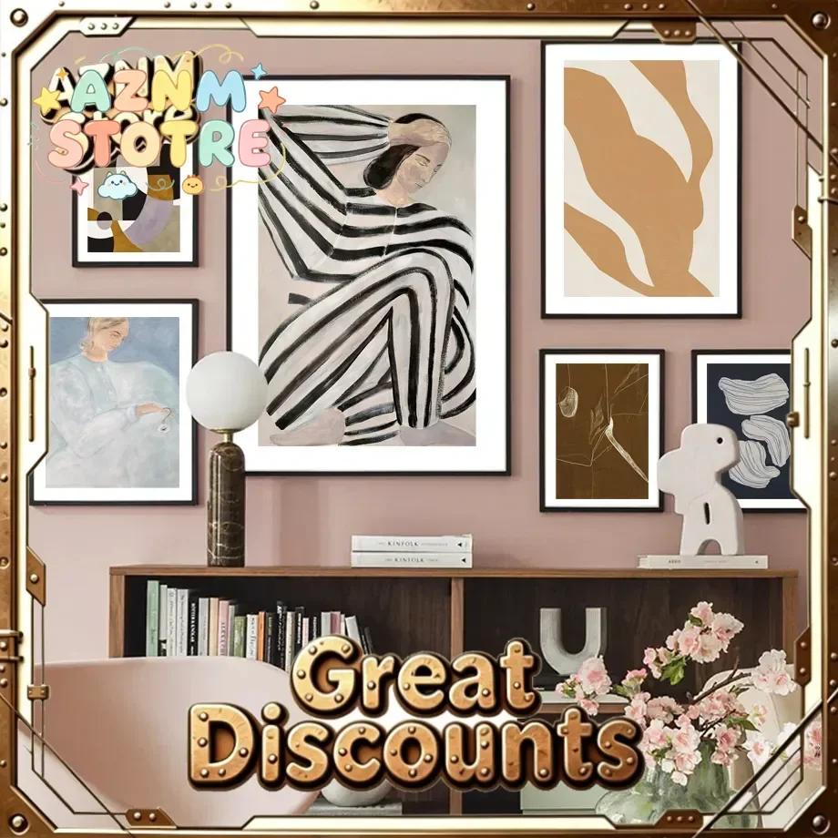 Black Striped Women Lines Geometry Wall Art Canvas Painting Abstract Posters Prints Hotel Bar for Living Room Office Wall Dec