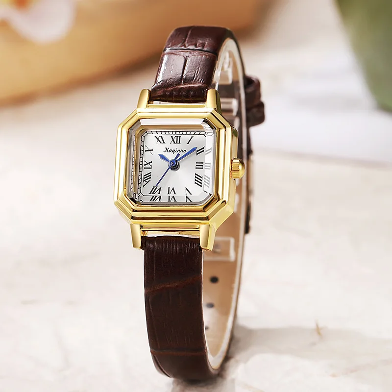

Лучший бренд, женские кварцевые часы с золотым квадратным маленьким циферблатом, модные наручные часы с кожаной полосой, элегантные часы, подарок Reloj, дропшиппинг