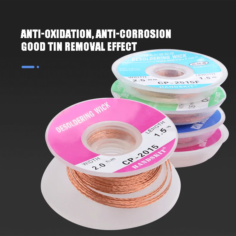 Tin Removal Wire Desoldering Braid Tape Copper Solder Wire Soldering Wick Removal Tin Welding Wire Repair Tool 1.5/2/2.5/3/3.5mm