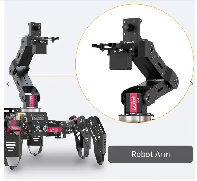 SpiderPi Pro: Hiwonder Hexapod Robot with AI Vision Robotic Arm Powered by Raspberry Pi 4B 4GB