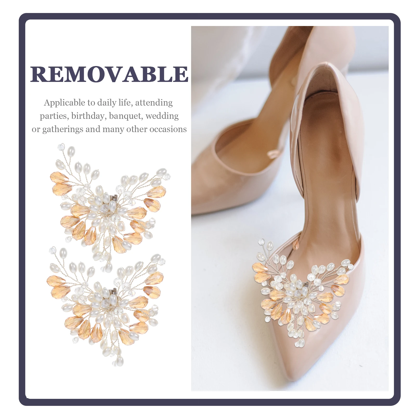 

Pearl Crystal Shoe Buckle Wedding Shoes Pearls Bow Charms Accessories White Miss