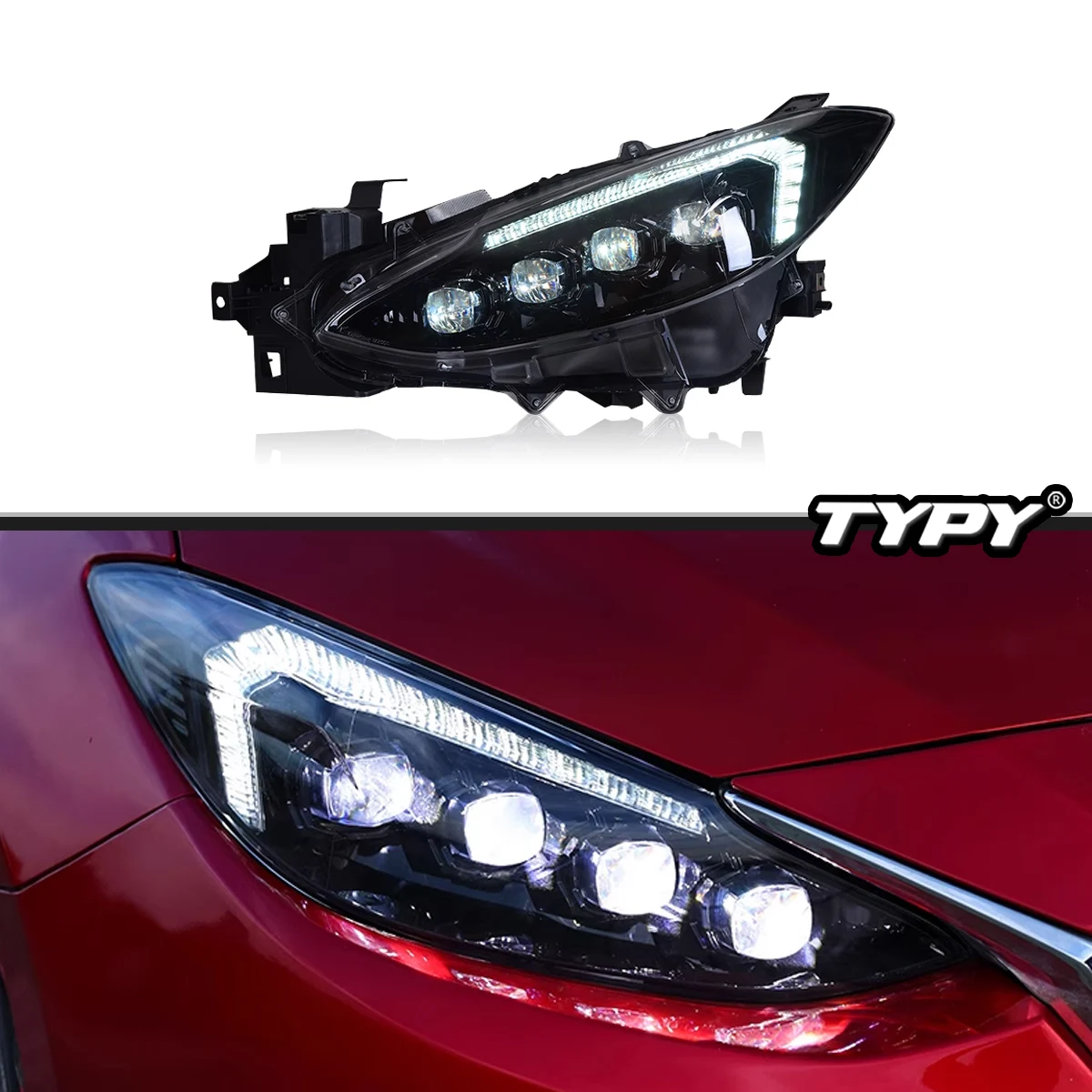 

TYPY New LED Head Lamp Upgrade Modified For Mazda 3 Axela Headlight 2014-2016 Dynamic Signal Head Lamp Auto Accessories