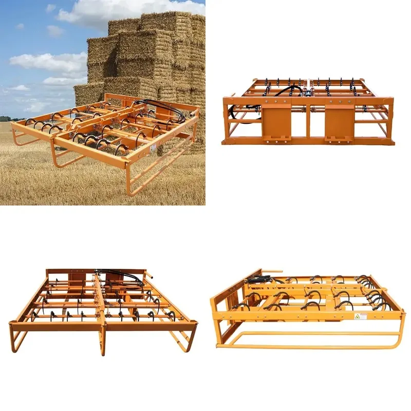 Skid Steer Loader Hay Baler Q235 Steel Core Agricultural Farm Straw Collector 8-10 Square Bale Capacity 24 Hooks