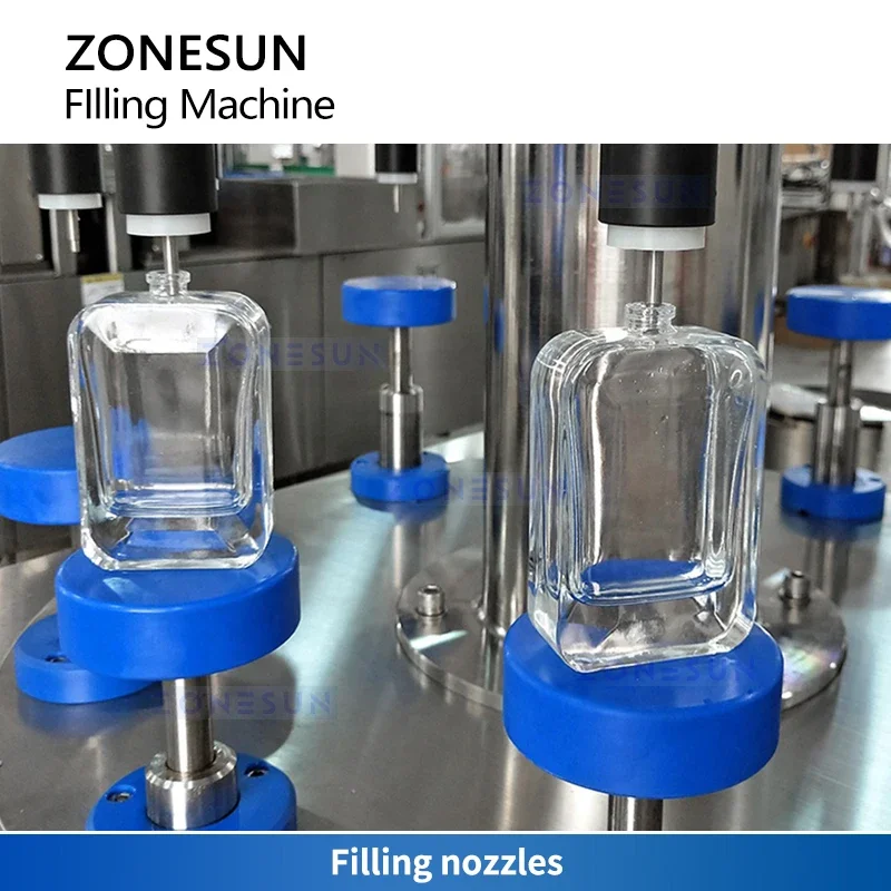 ZONESUN ZS-PXF10 Automatic Perfume Filling Machine 10 Heads Rotary Vacuum Glass Bottle Liquid Filler Cosmetic Packaging Line view 4