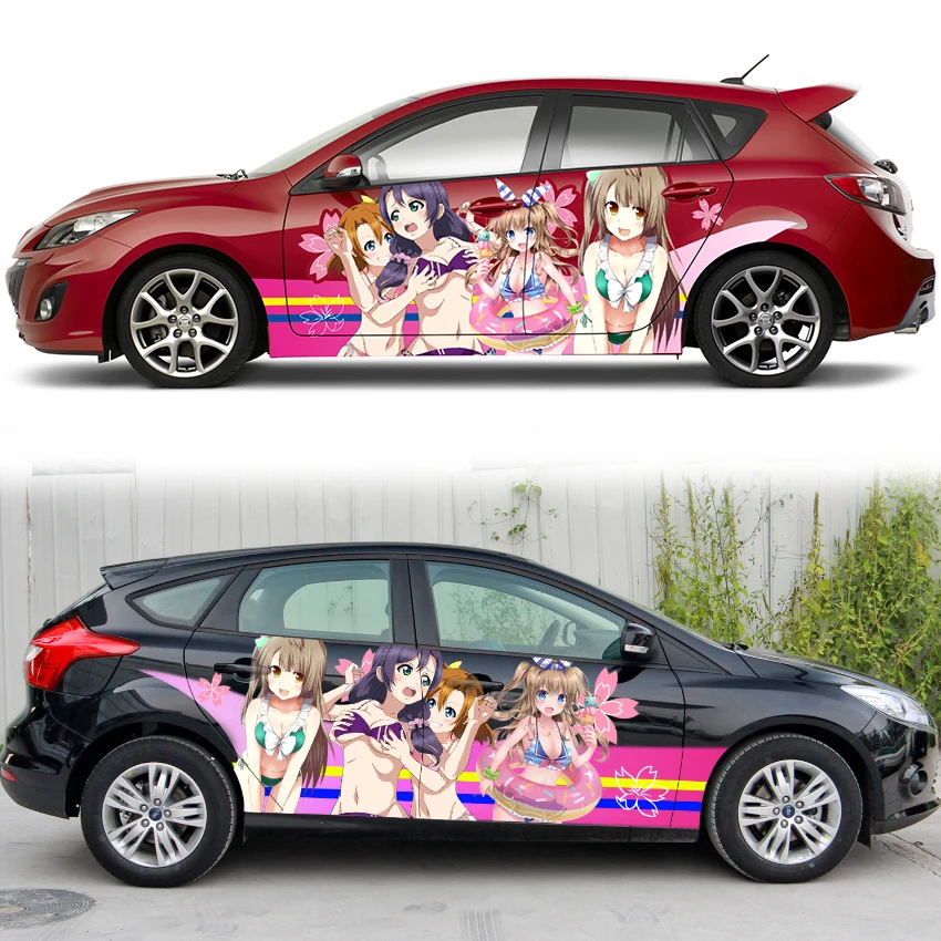 Itasha Cartoon Car Stickers Love and Live Drift Camouflage Decals Tailor-Made Animation Body Film for Vehicle Decoration