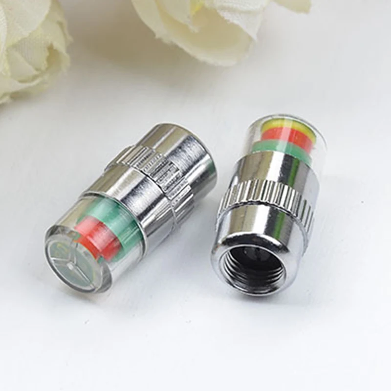 1~5PCS Tire Pressure Indicator Valve 3 Color Motorcycle Silver W/Sensor IndicatorCap Eye Alert For 32PSI(2.2Bar)