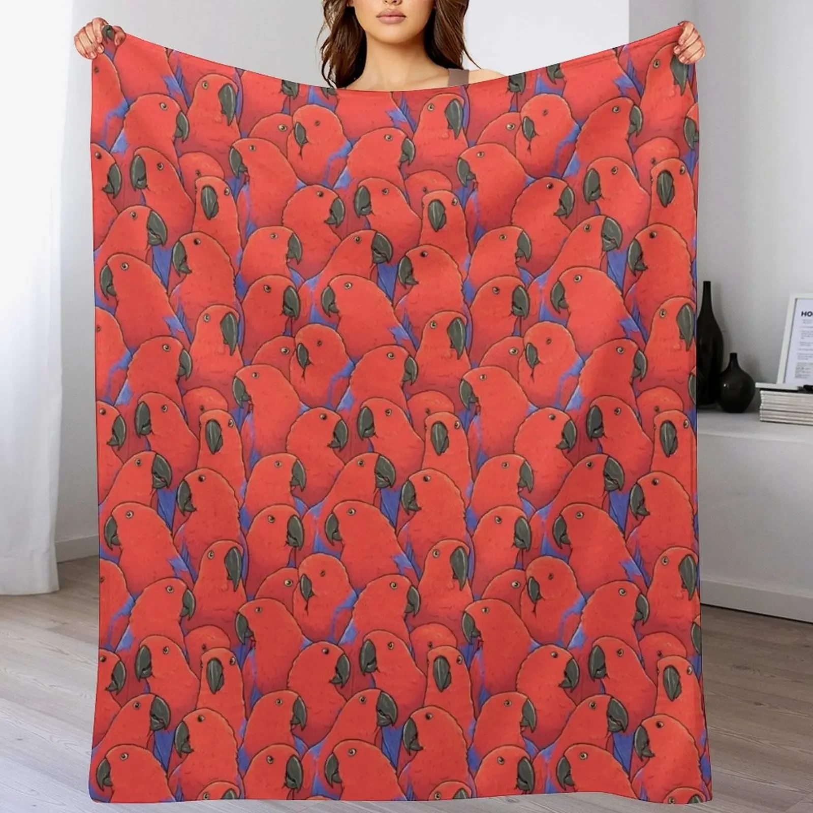 Female Eclectus Parrots Throw Blanket Cozy Warm Blanket for Bed Room Decor