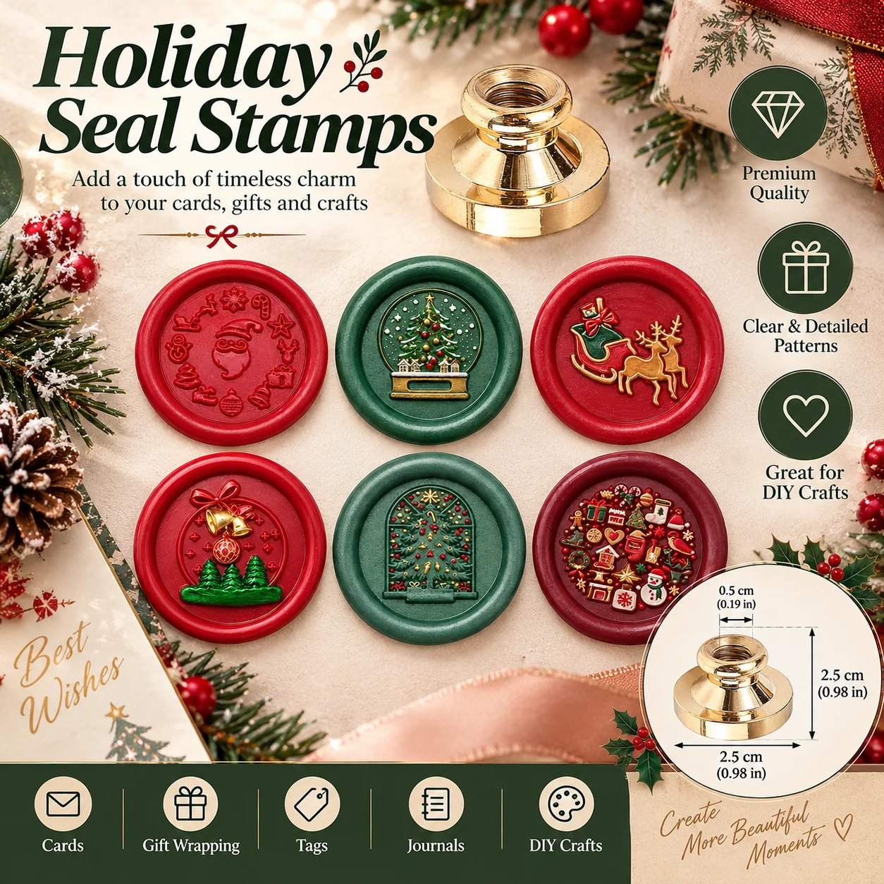 Wax Seal Stamp Kit - 1 unidade de carimbo de lacre