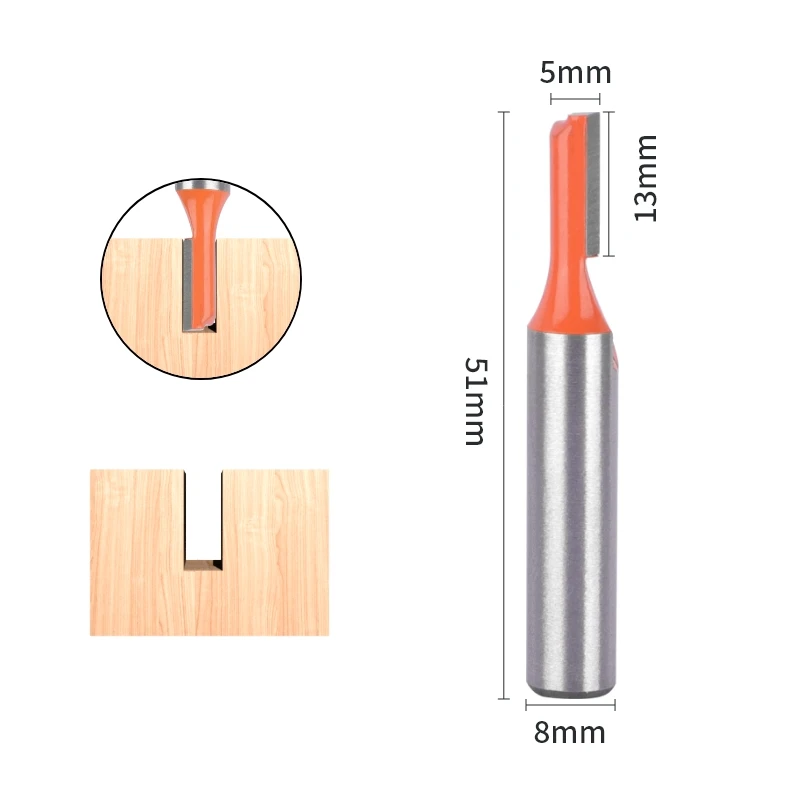 YUSUN 8MM Shank Straight Bit Router Bit Woodworking Milling Cutter For Wood Bit Face Mill Carbide Cutter End Mill