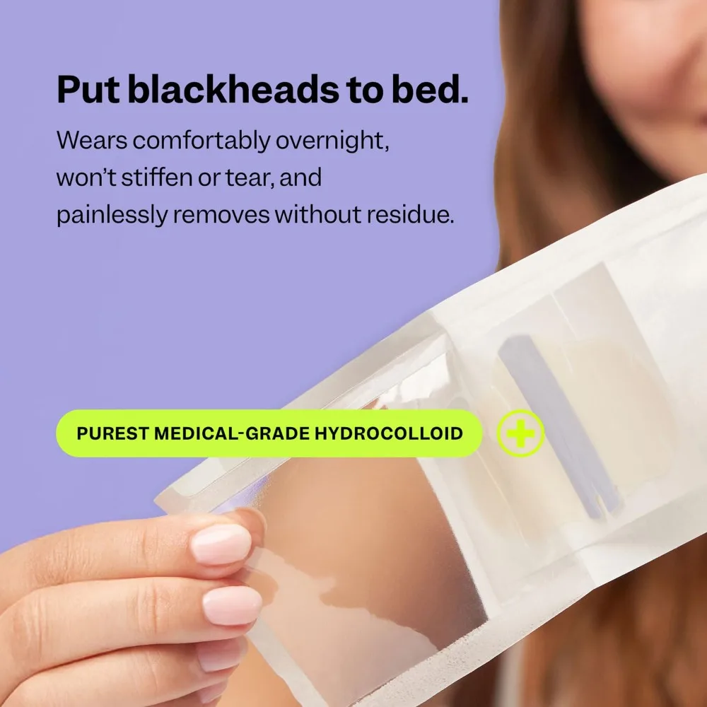 Overnight Blackhead Remover Pore Strips for Face 7 Count Hydrocolloid Nose Patches to Absorb Sebum and Gunk Thin Flexible Painless Pimple Patches Vegan Cruelty Free Korean Skin Care Beauty Treatment for Clear Pores and view 3