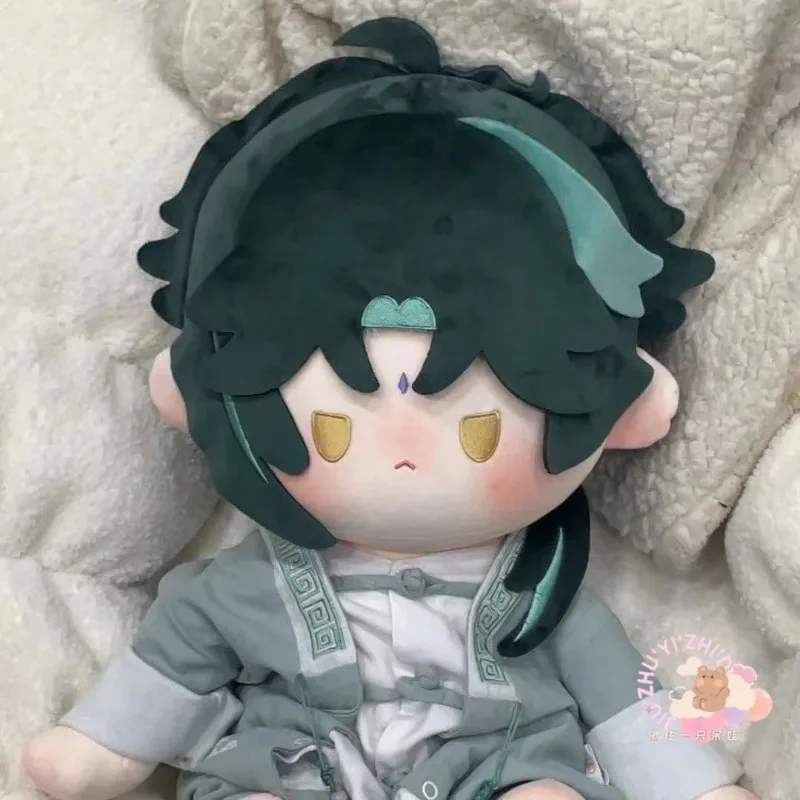 40CM Genshin Impact Xiao Cosplay Sitting Posture Attribute Plush Doll Cartoon Cotton Stuffed Toys Plushie Gift Throw Pillow