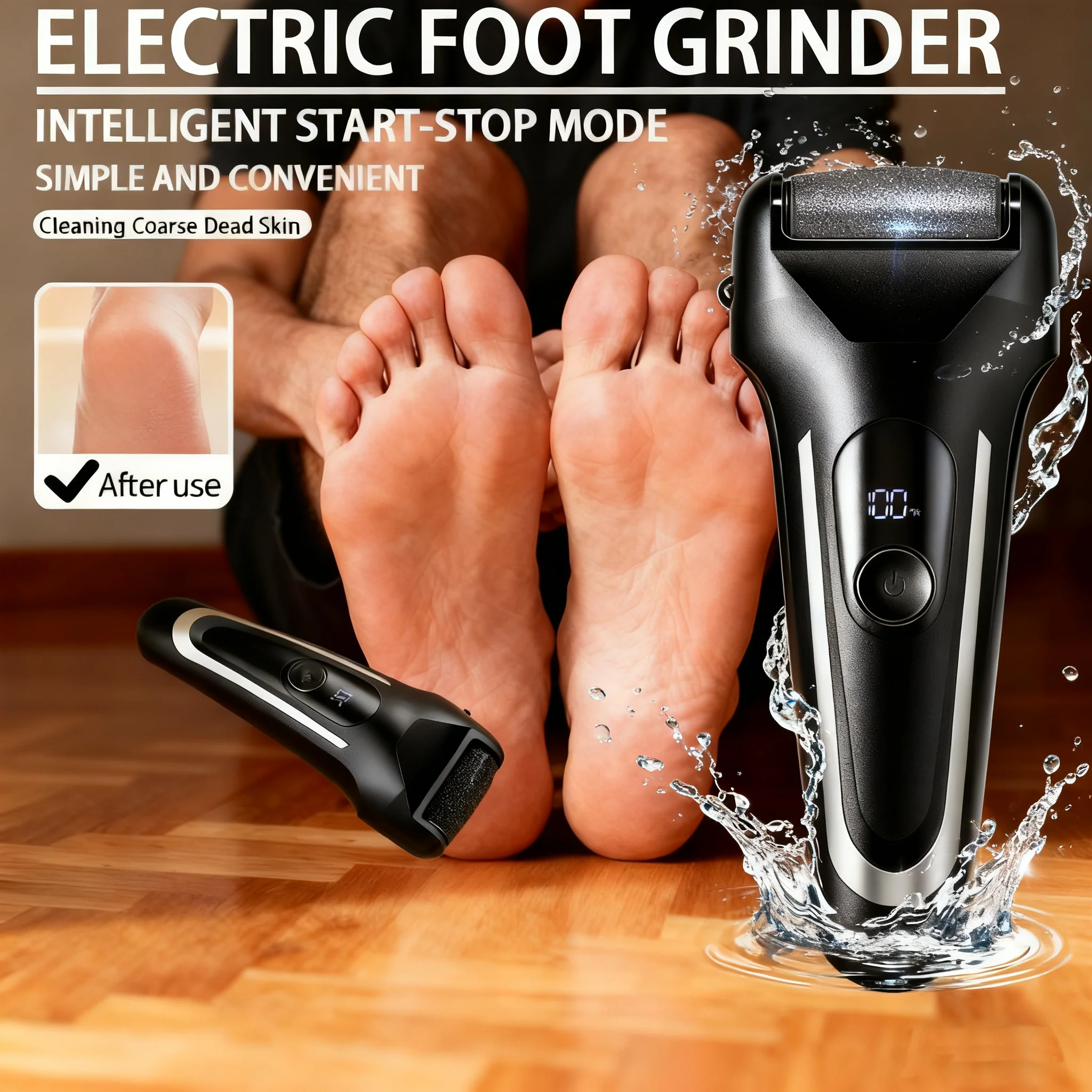 Molinillo de pies eléctrico recargable con alimentación USB, eliminador de callos con velocidades ajustables para pedicura de hombres y mujeres