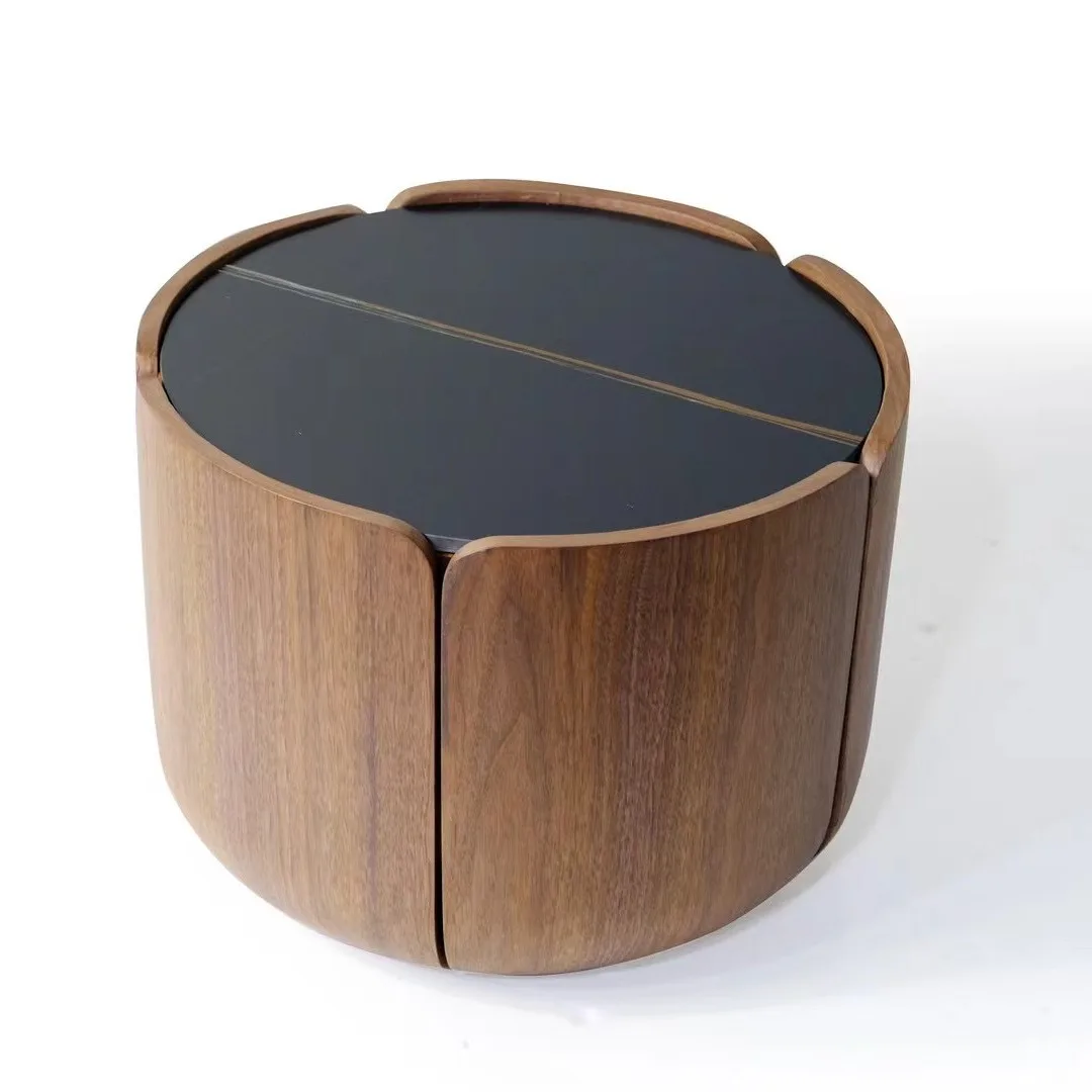 Italian solid wood round, home creativity, petal combination coffee table, rock slab living room letter coffee table