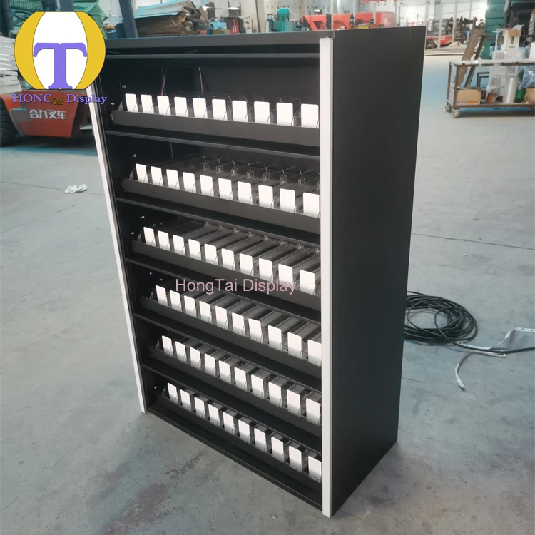 Custom.Tobacco Store Розничная дымовая витрина с железной стойкой со светодиодной подсветкой и акриловым толкателем Металлическая табачная мебель