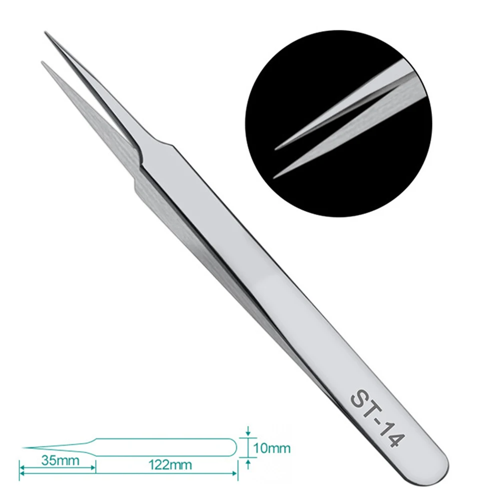 Pinças Precisão para Reparação De Solda, Anti-Static ESD Extensão Pinça, Aço Inoxidável Ferramentas Manuais, Resistir a Corrosão