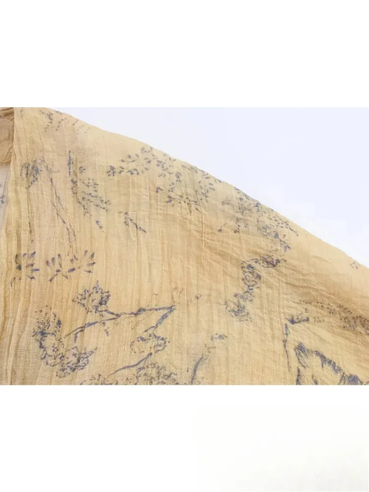 KONDALA Boho Koszule Damskie z Nadrukiem Tie Dye na Wakacje Dekolt V Długi Rękaw Elastyczne Dopasowane Bluzki Moda Jesień 2025 Impreza Top Damski