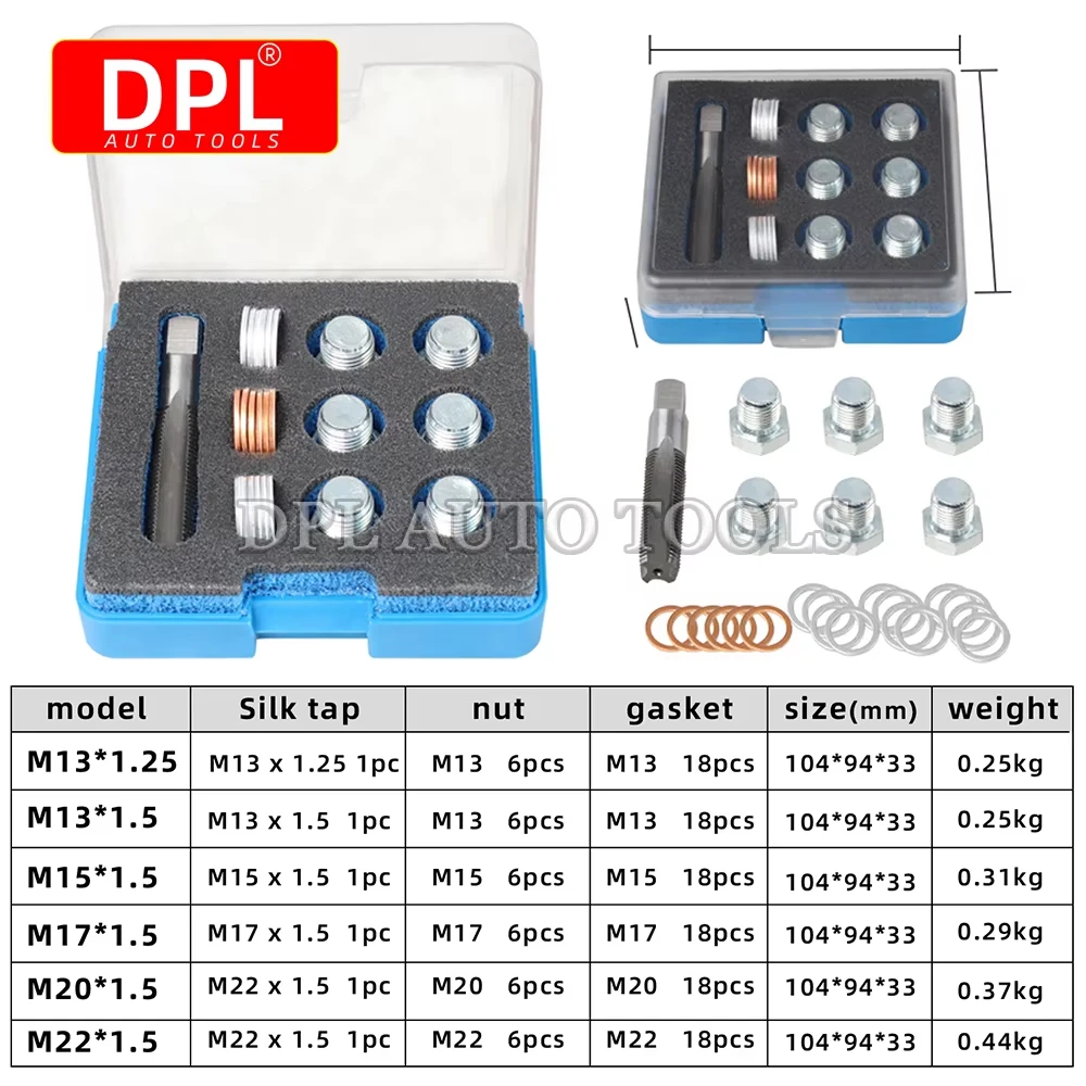 Tap & Oil Drain Plug Screws Repair Bolt M13 X 1.25 to M22 X 1.5mm (Pitch) Select M13 M15 M17 M20 M22