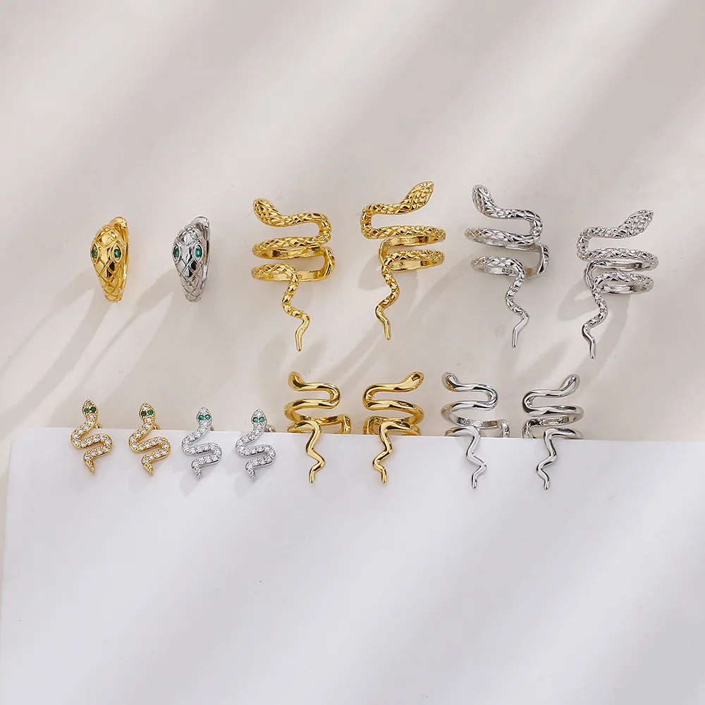 

1Piece Vintage Snake Wrap Ear Cuff Stud Earring for Women Men Gothic Jewelry Clip on Earcuffs Women's Snake Trend Hoop Earrings