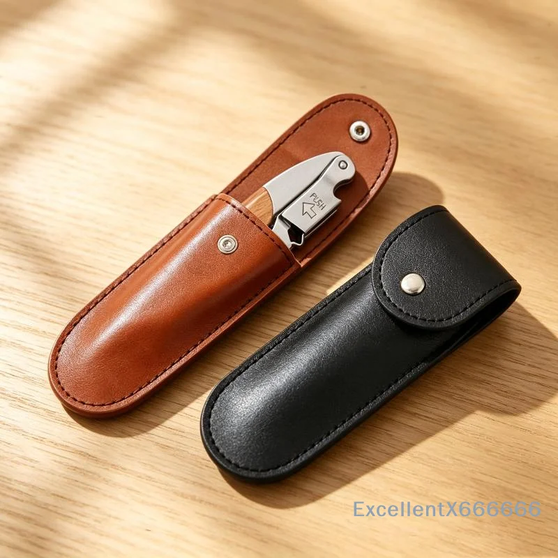 1Pcs Bottle Opener Leather Sheath Portable Snap Button Protective Cover Wear Resistant For Bottle Opener Outdoor Storage Carry