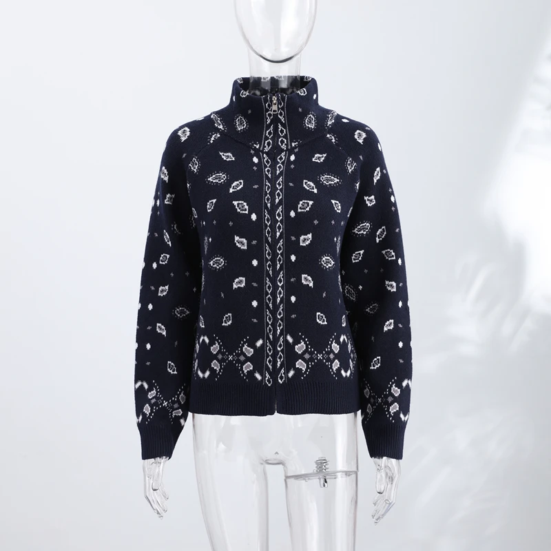 Boho Women's Knit Jacquard Cardigans Stand Collar Zipper Full Sleeve Female Sweater 2026 Autumn Lady Fashion Cozy Knitwear New 10 Scba8615a6570472d82d9bb45c6c00401o
