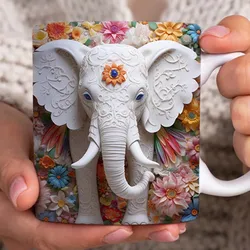 3D elephant ceramic mug 11oz office coffee mug Painting enthusiasts friend birthday gift christmas gift mug