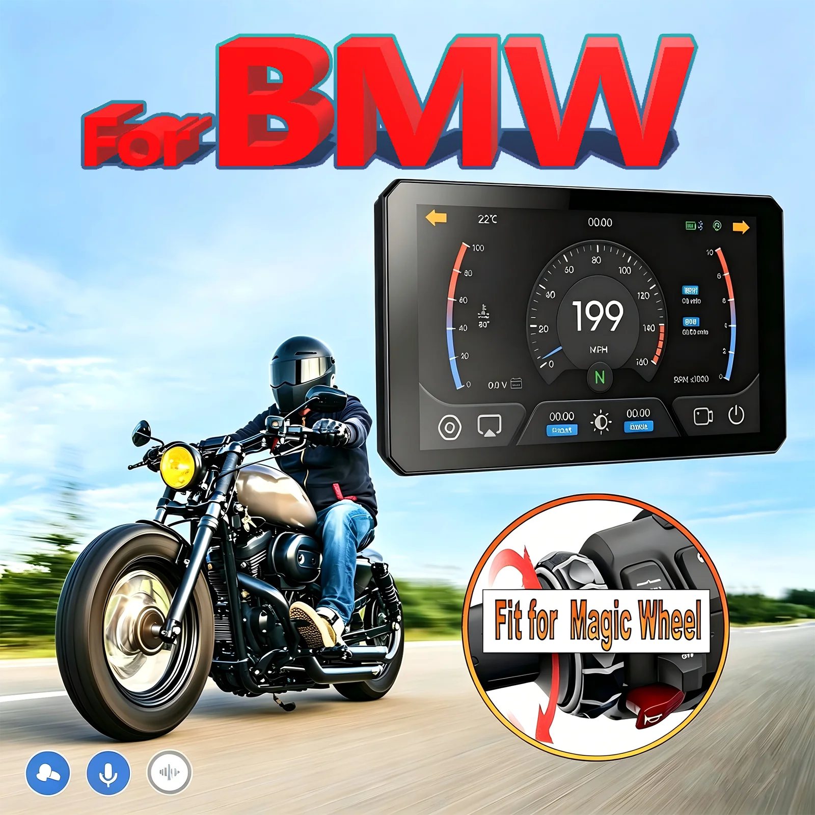 

7 Inch Motorcycle Navigator Wireless CarPlay Android Auto Support Magic Wheel XR For BMW M1000 R1200GS R1250GS S1000XR R1300GS