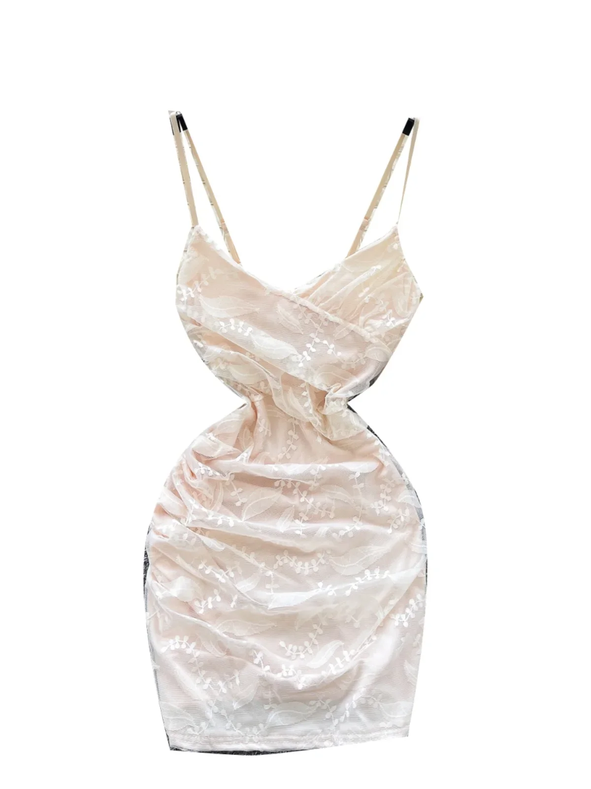 Foamlina เซ็กซี่ Royal Sister ชุดกระโปรงผู้หญิง Pure Desire V คอพับเอว Slim bodycon ปักลูกไม้ชุดสั้น