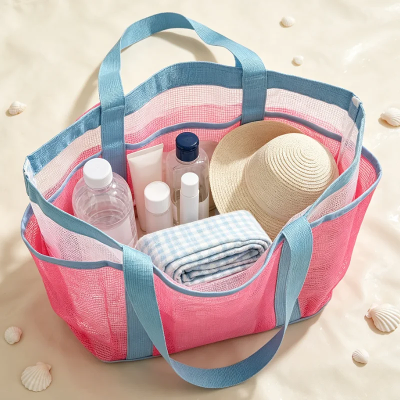 Large Mesh Beach Tote Bag with - Tote Bag Beach ulasan dan harga