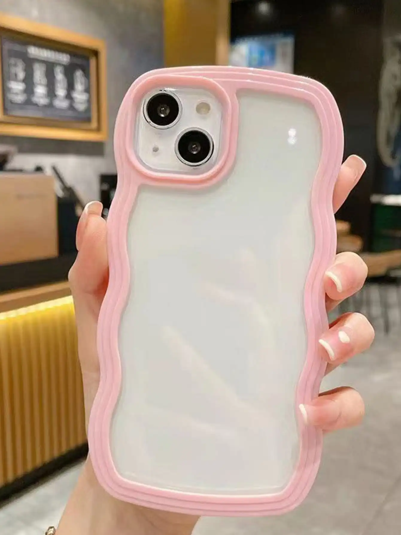 2-IN-1 Wavy Lines Shell Shockproof Phone Case For iPhone 11 12 13 14 Pro Max XS  X XR 7 8 Plus Transparent Cover