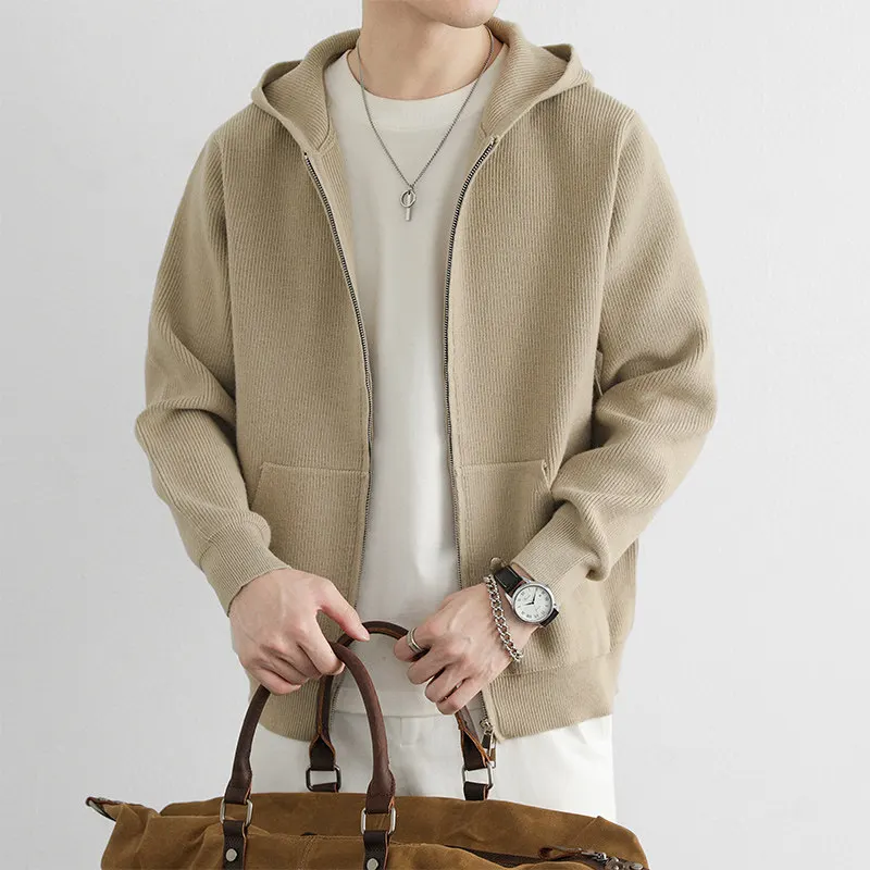 

Мужская повседневная трикотажная кофта на молнии, осенне-зимняя, утепленная, комфортная, толстая, верхняя одежда