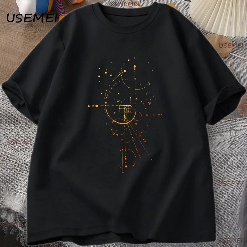 

Fibonacci T-shirt Celestial Golden Circles T Shirt Man Woman Vintage Cotton Short Sleeve Clothing Streetwear Y2k Clothes