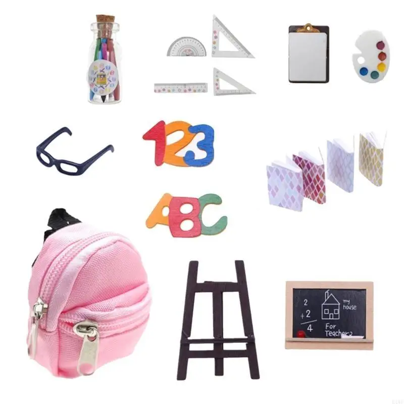 

R1WF Educational Dollhouses School Supplies Playset Books Dollhouses 1:12 Scale
