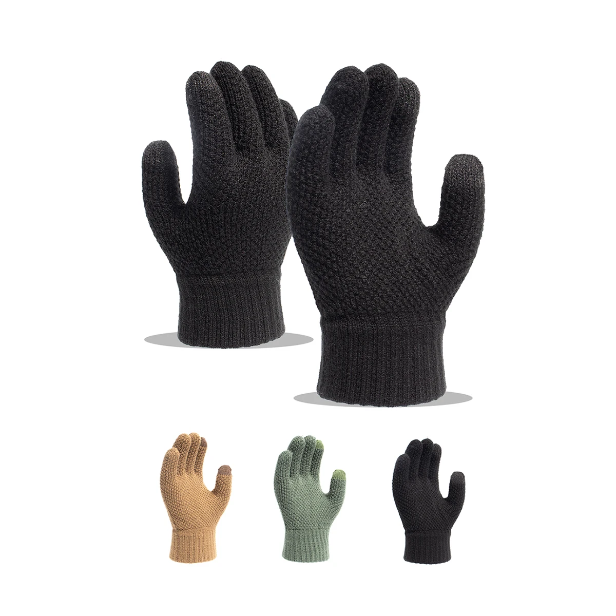 Unisex Einfarbige Winterhandschuhe dick Männer Frauen Winter Strickhandschuhe Touchscreen Warme Erwachsenenhandschuhe große Größe