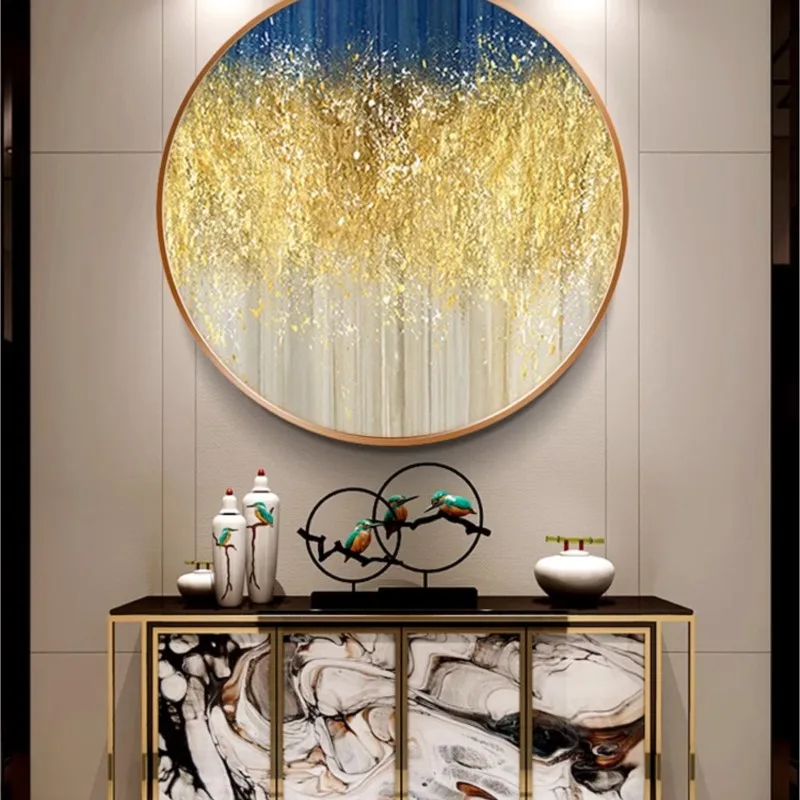 

Новая китайская живопись, современный минималистичный круглый абстрактный Золотой художественный декоративный чистый ручной рисунок, вход маслом