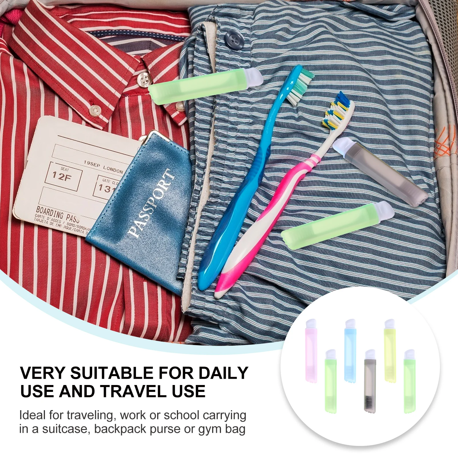 

6Pcs Folding Travel Toothbrush Portable Bristles Teeth Cleaner Ergonomic Handle Compact Travel Camping Pocket Toothbrush