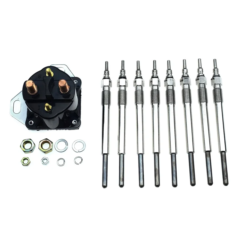 

9Pcs For Ford E F Series 7.3L Accessories Power Stroke Diesel Pickup Relay Solenoid & Glow Plugs F81Z-12B533-AC K-12B533-A