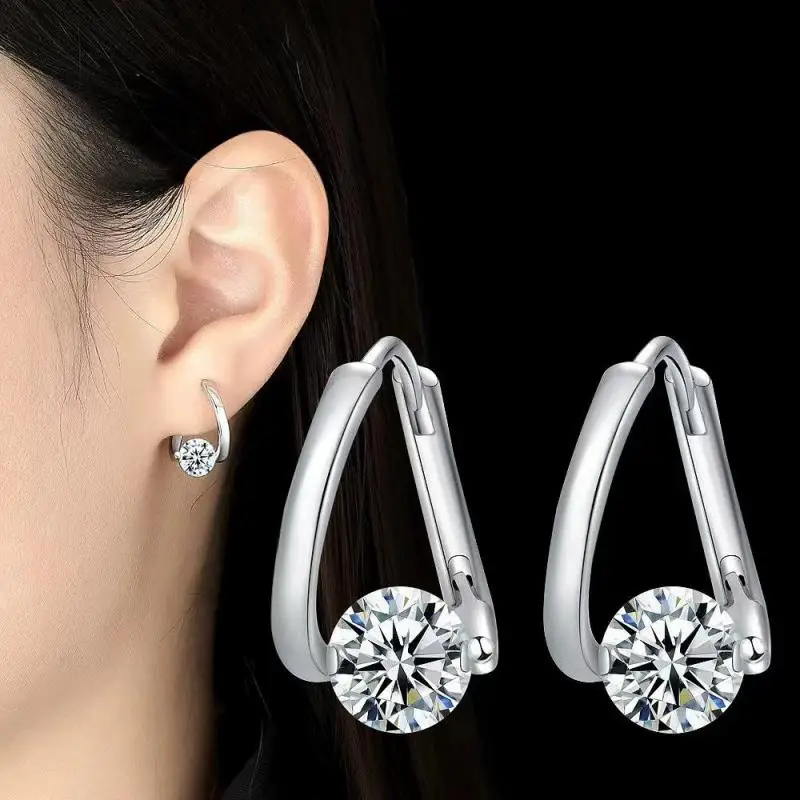 Korean Fashion Zircon Drop Earrings For Women Jewelry 2026 Trending New Luxury Women's Geometric Hoop Earrings Pendientes M28