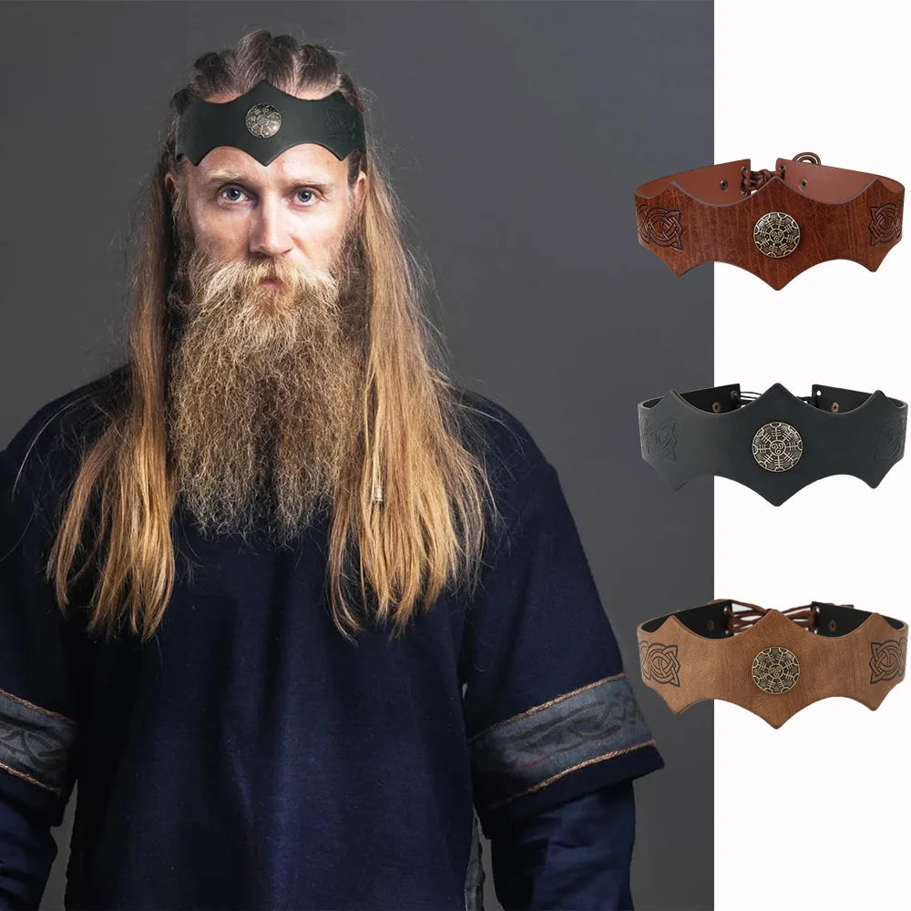 Medieval Knight Headband Viking King Crown Dress Up Halloween Cosplay LARP Accessory Ancient Roman Warrior Gladiator Headgear