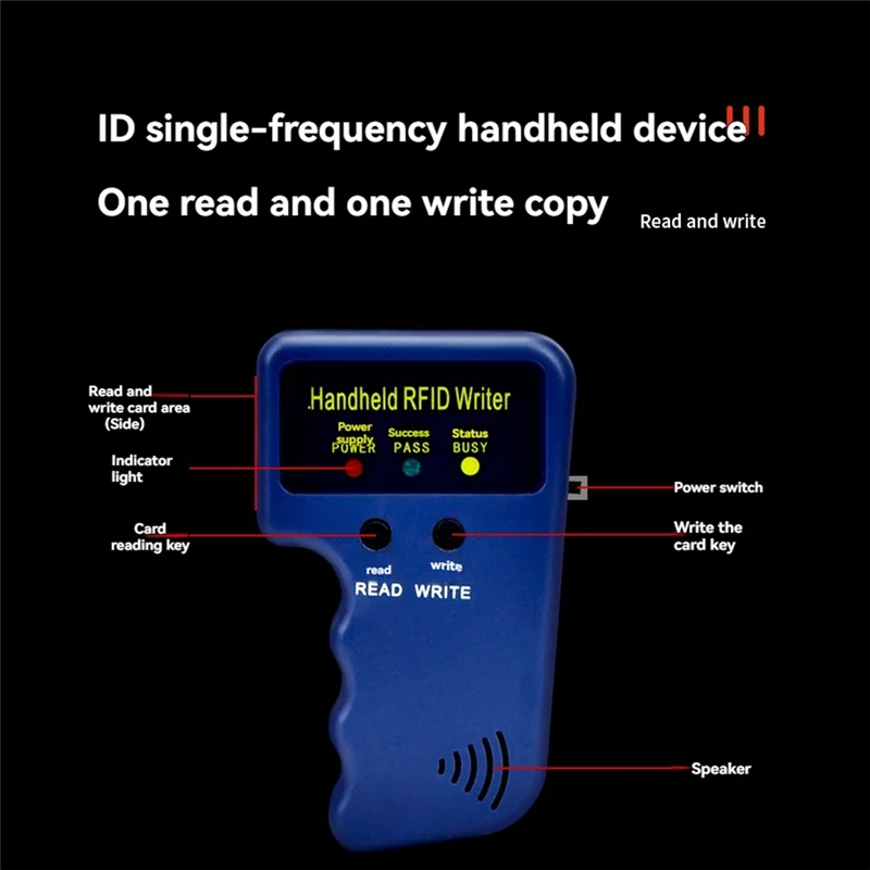 

Handheld 125Khz RFID Card Reader Writer + 5 Keyfobs Copier Writer Duplicator Programmer ID Card Copy EM4305 T5577-B64A