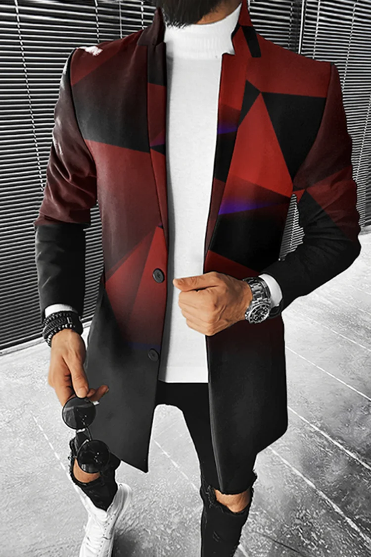 

Men's Fall long coat floral print button lapel Fashion Office Winter Jacket 2024 Casual Nylon overcoat oversized new top coat