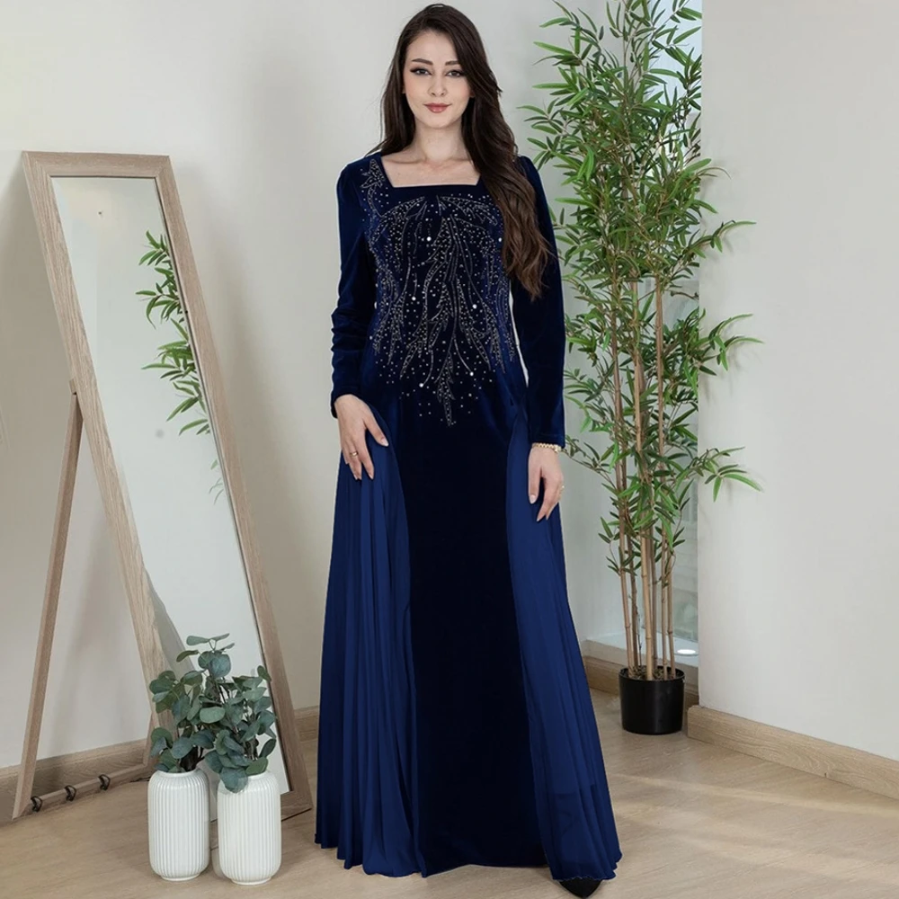 Velvet Ramadan Eid Abaya Dubai Turkey Muslim Hijab Long Islamic Clothing African Dresses For Women Robe Musulmane Djellaba Femme