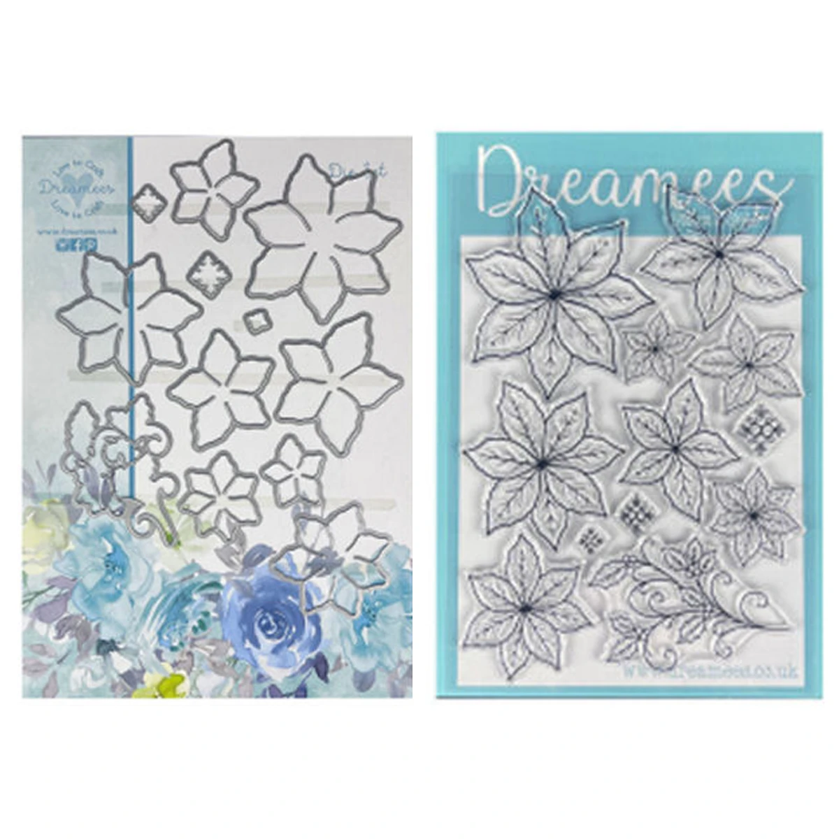 Charming Daisies Festive Frames Die Set Pretty Poinsettia Clear Stamps Layering Doily Metal Cutting Dies DIY Scrapbook Template image 3